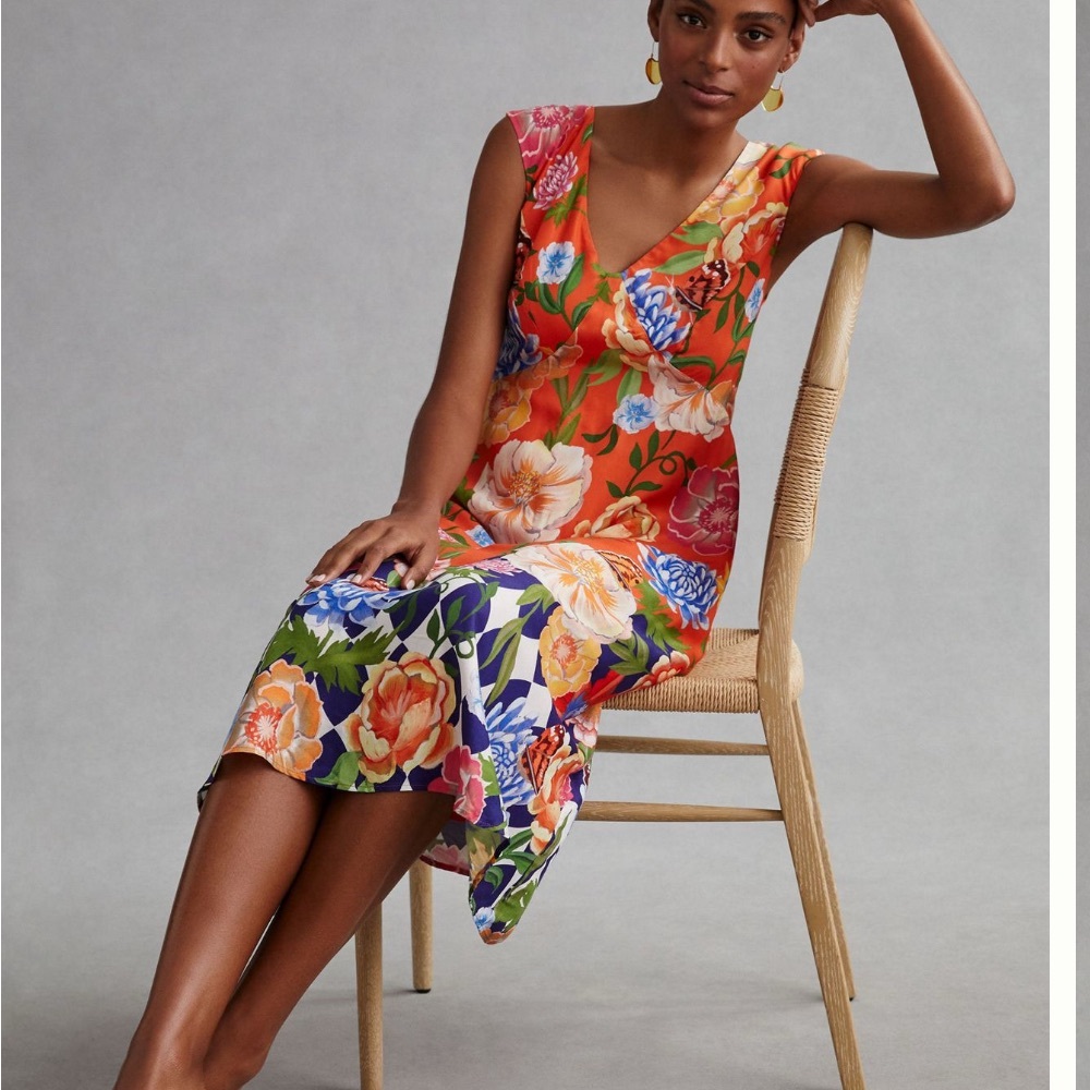 By Anthropologie Painterly Open Back Dress